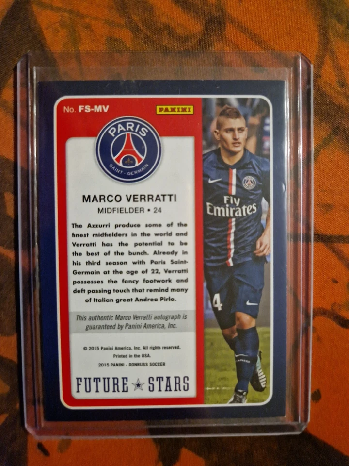 MARCO VERRATTI 2015 Panini DONRUSS Soccer FUTURE STARS Auto /199 #FS-MV  - Image 2 of 2