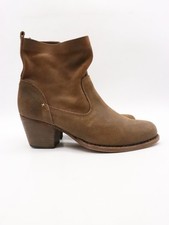 Rag  Bone Boots Women's EU 37 Brown Leather Block Heel Handmade Chelsea Booties