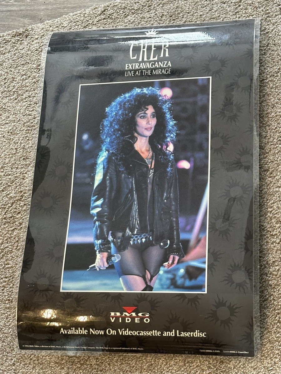チャー Cher 全身ポスター 大型 594mm×1680mm Cher rare promo poster Extravaganza Live at the Mirage 16.5