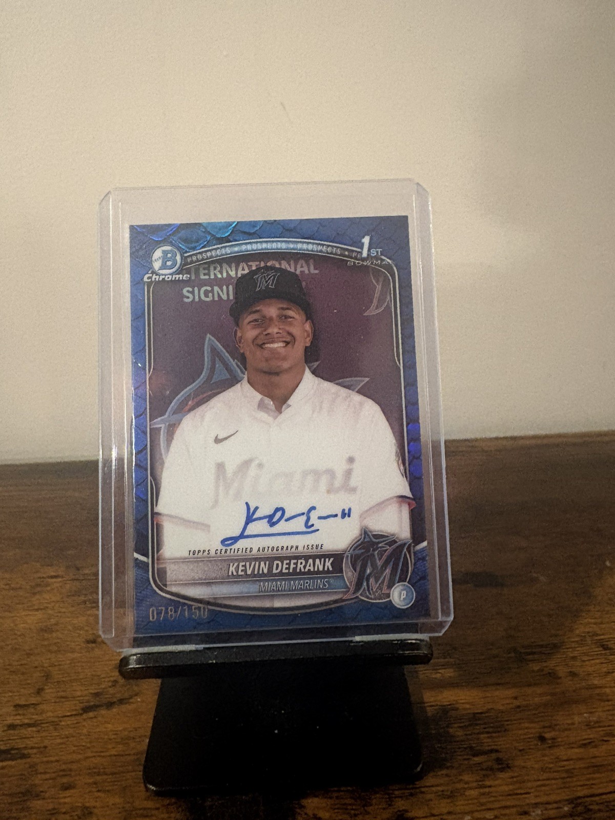 KEVIN DEFRANK 2025 BOWMAN CHROME 1ST TRUE BLUE REFRACTOR AUTO /150 Q5547