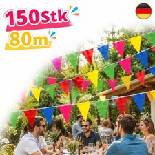 Girlande Wimpelkette XXL 80m Mehrfarbig 150 S...
