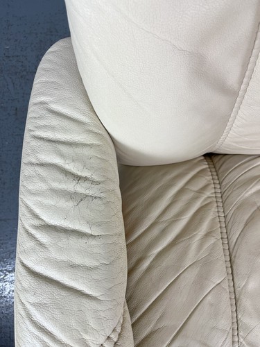 Ekornes Stressless Cream Leather "CONSUL" Swivel Recliner Chair and Ottoman - Picture 9 of 19