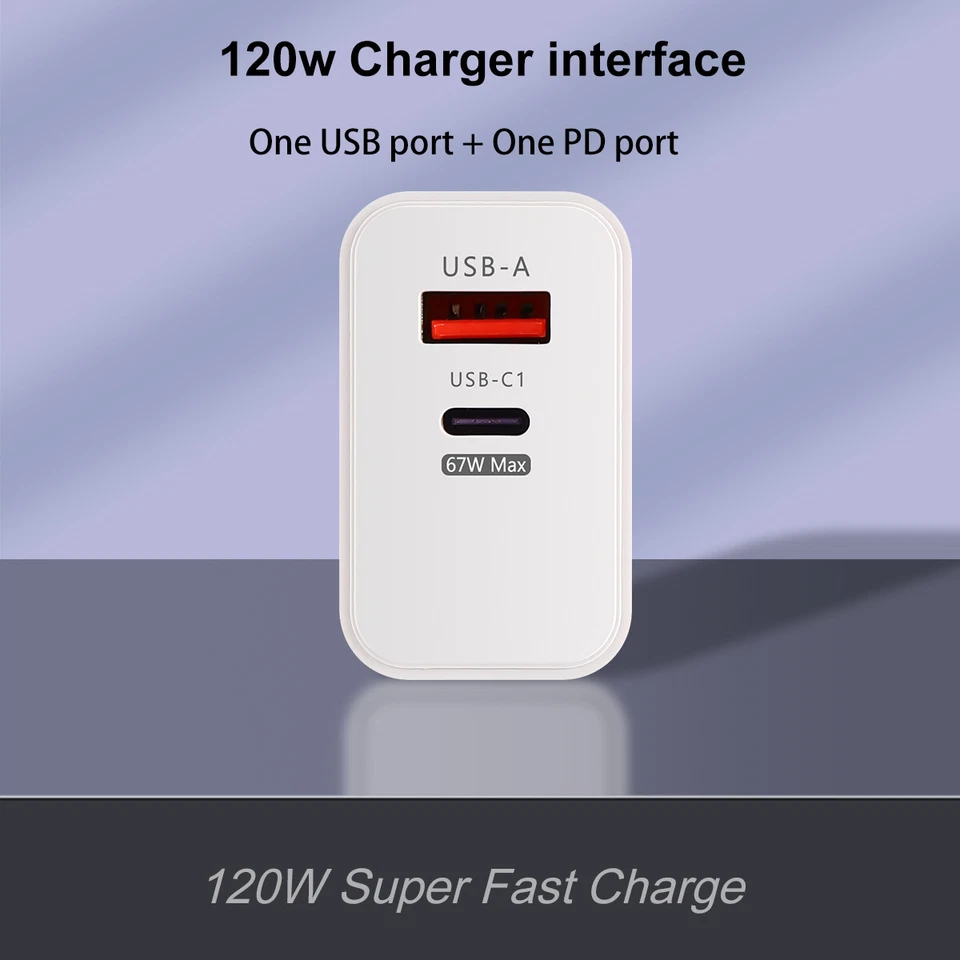 120W Fast Charger Block USB Type C Wall Power Adapter For iPhone 14 13 12 11 XR - Image 3 of 4