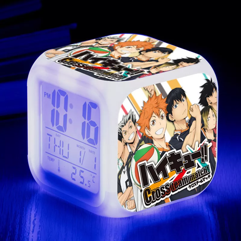 Fun Anime Haikyuu Figures 7 Color Changing Night Light Alarm Clock Kids Toy  Gift