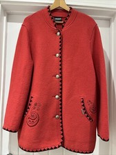 Geiger Jacket Made In Austria Boiled Wool Red 44 EU 16 Uk Embroidered