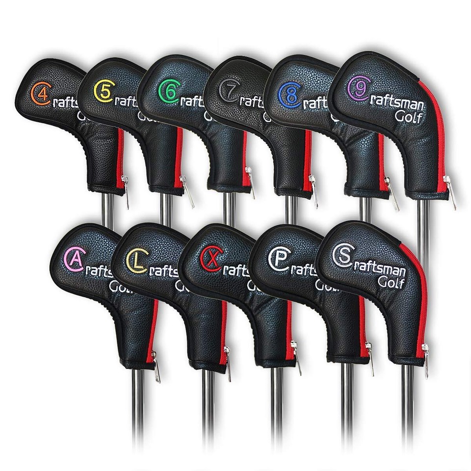 CRAFTSMAN Golf Iron Cover Wedge Cover Zipper Closure Long Neck Set 11