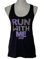 Lorna Jane Black Twisted Mesh Racerback Graphic Running Tank Top, Size M