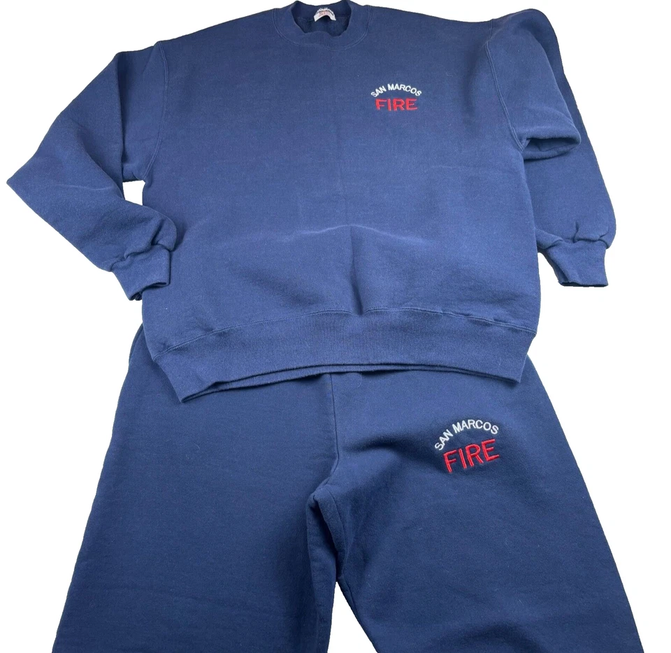 De Colección San Marcos Departamento de Bomberos Jerzees Super Sweats Traje de Pista Para Hombre L Azul Marino Foto 2 de 4