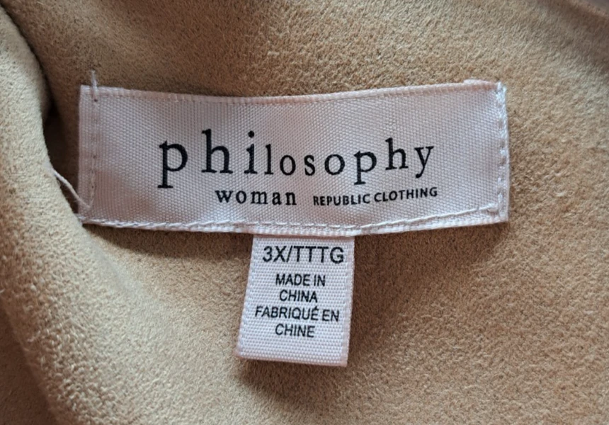 Philosophy Suede Open Front Moto Jacket Womens 3X Tan Faux Leather Republic - Image 2 of 4