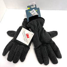 Tek Gear Gloves Men's L/XL Grey Touch Screen Compatible Microfleece Cuffed Soft