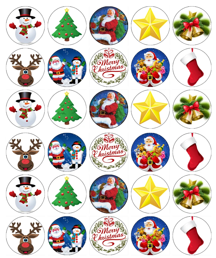 30x Noël Cupcake Toppers Comestible Papier Gaufré Fairy Gâteau Toppers - Photo 1/1