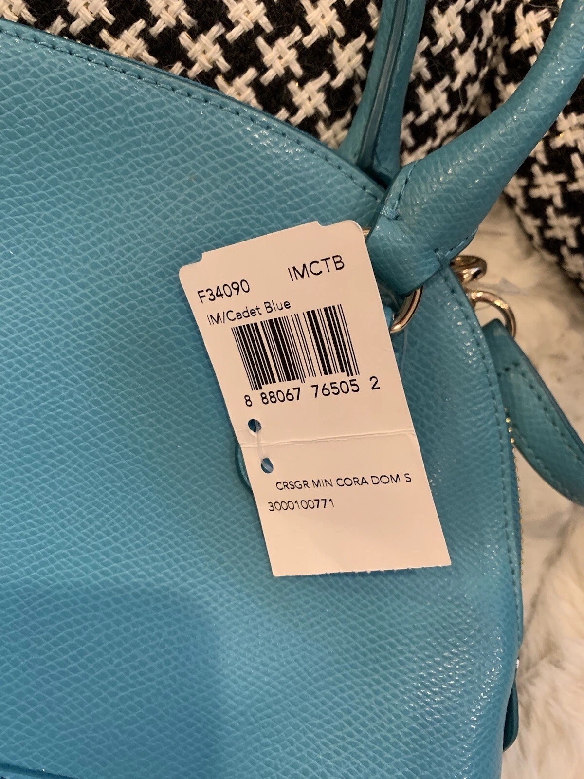 NUOVA BORSA A CUPOLA COACH AUTENTICA IN PELLE A GRANA INCROCIATA MINI CORA F34090