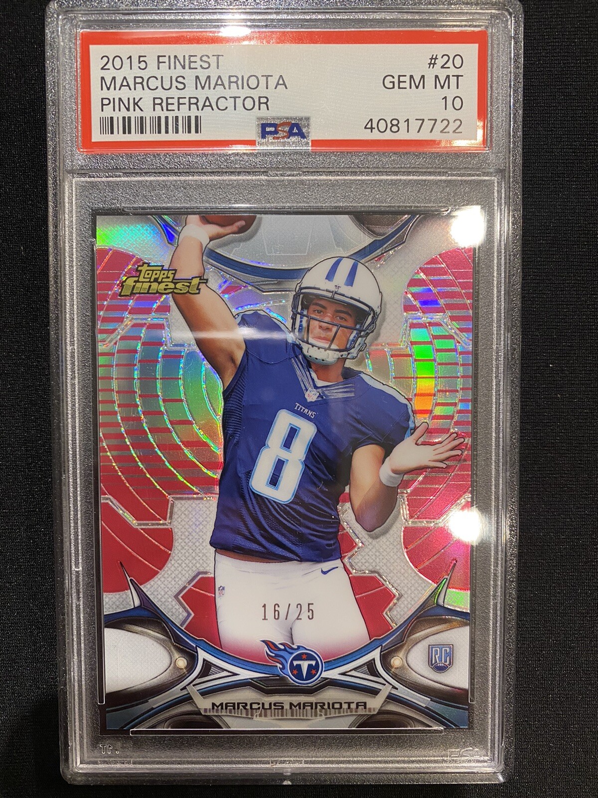 Marcus Mariota Finest #20 Pink Refractor
