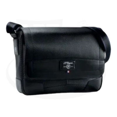 Dupont Defi Black Carbon Leather Small Messenger Bag, 171000