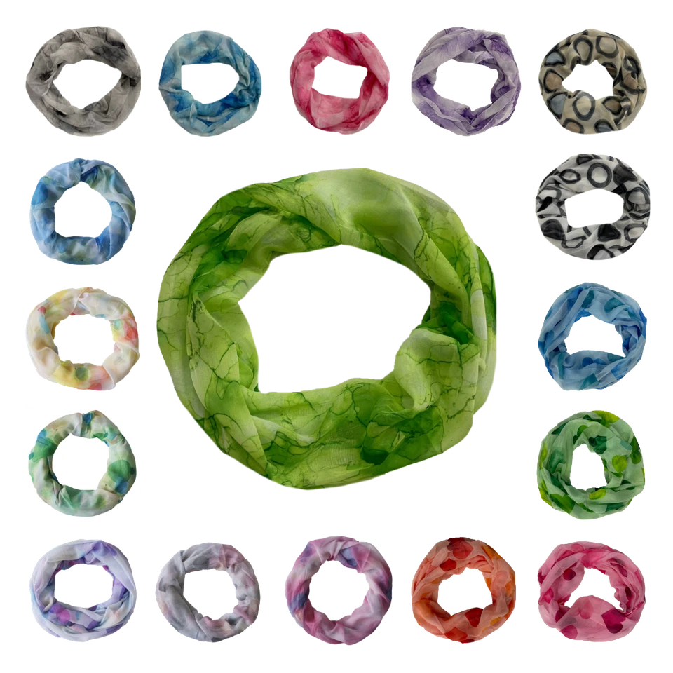 Loopschal Damen 20% Seide oder Baumwolle Halstuch Rundschal Schlauchschal 327-31