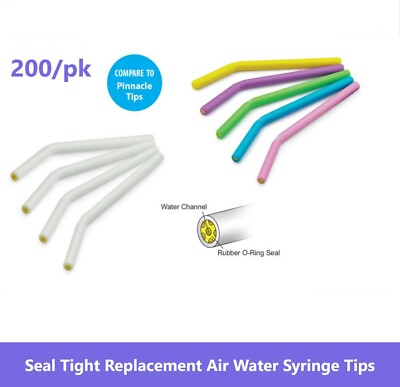 Dental Seal Tight Air Water Syringe Tips (Seal Tight Replacement), White 200/PK