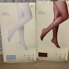 🍒  a n d e a w y tights Control Top Sheer Hosiery S/M, Purple+Blue‼️lot Of 2