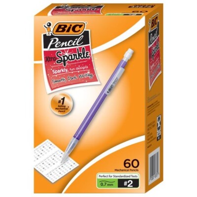 BIC Xtra-Sparkle Mechanical Pencil, Colorful Barrel, Medium Point (0.7 mm), 60 C