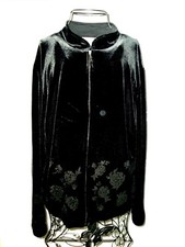 Wome's COLDWATER CREEK Black Velvet Zip up Stretch Jacket Size M Super CUTE 