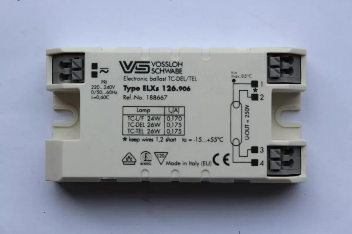 Vossloh Schwabe ELXs 126.906 Electronic Ballast 1x26w G24Q3 GX24Q3 26w 2G11 24w