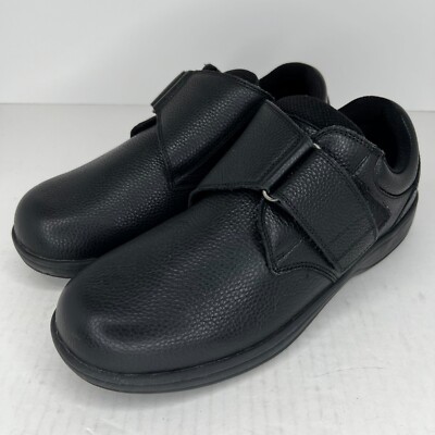 Orthofeet Mens 510 Black Broadway Leather Hook & Loop Size 11.5W Casual Shoes
