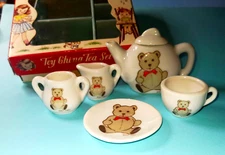 Vintage Miniature For Doll Teddy Bear China Tea Set In Original Box Japan