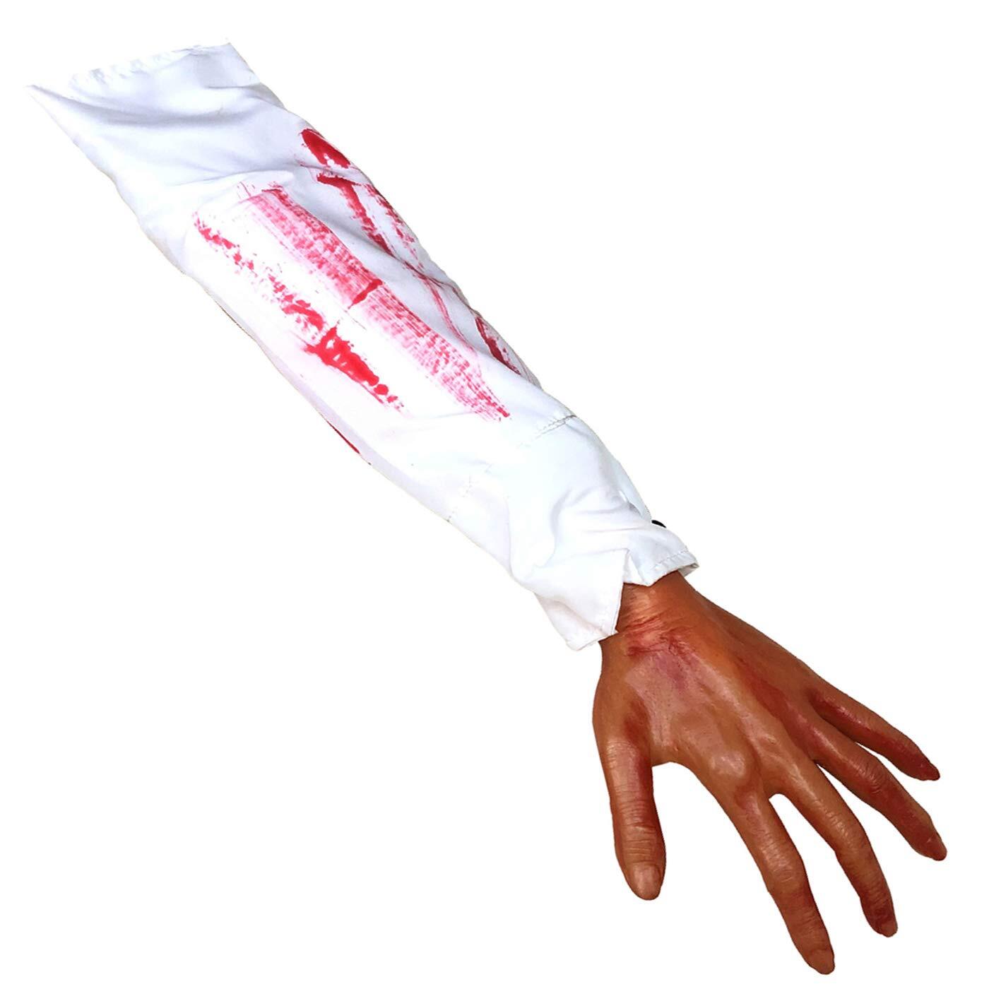 Halloween Blood Hands Fake Arm Hand Horror Realistic Severed Human Long Arms,...
