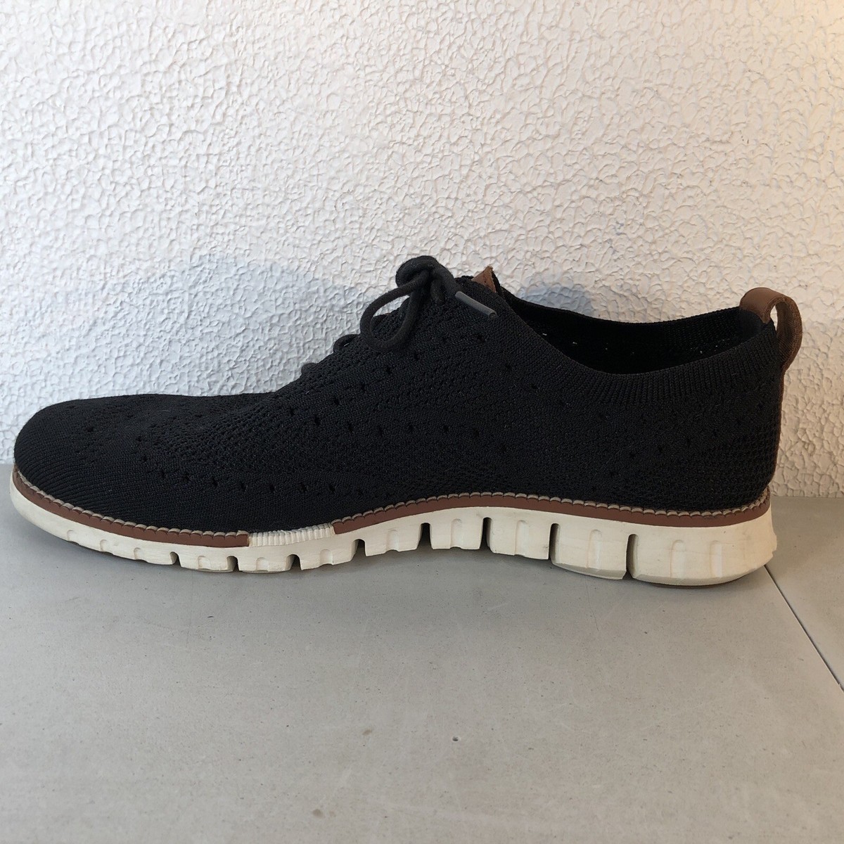Mens Cole Haan ZeroGrand Black Stitchlite Knit Dress Shoes C24948 Size 9.5 Cole Haan ZERØGRAND Wingtip Oxford BLACK STITCHLITE™ IVORY  main image 3