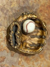 S S Sarna Baseball Glove & Ball Figurine, Baseball Glove Holding A Ball Figurine