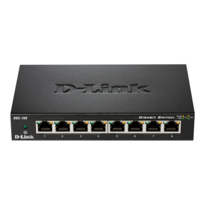 D-Link DGS-108/E Switch bis zu 2000Mbit/s pro Port, lüfterlos, Plug and Play