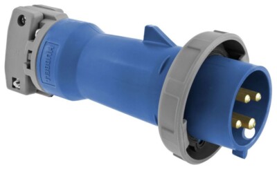 Hubbell HBL4100P9W 4 Wire 100 A Pin and Sleeve IEC Plug - Blue