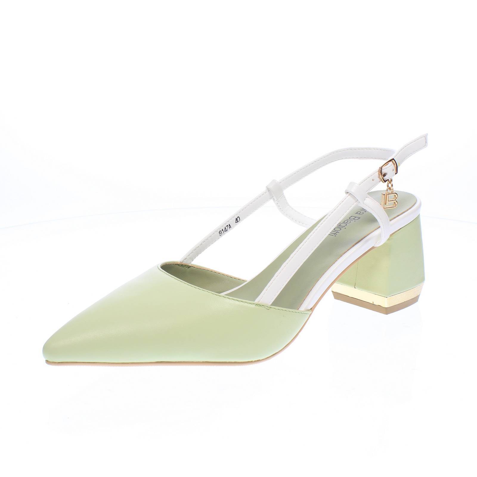 Платье с декольте от Лауры Бьяджотти Tacco Medio Con Cinturino Verde - Taglia 35 [22 см]