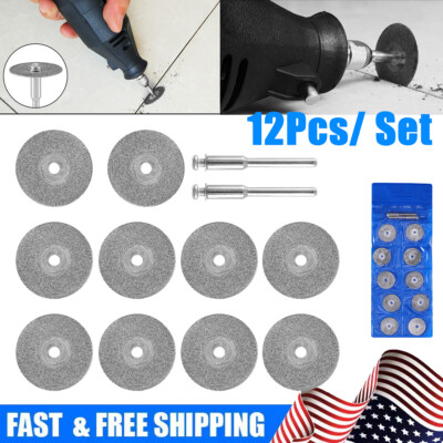 12 PCS Diamond Cutting Wheel Saw Blades Cut Off Discs Set for Dremel Rotary Tool