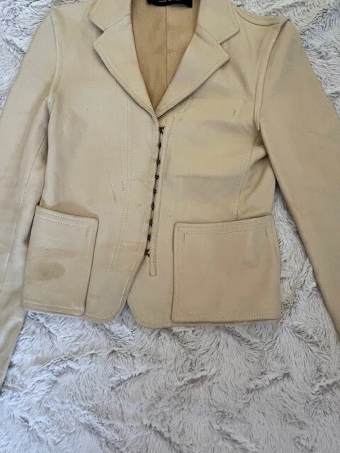 GUCCI giacca pelle gancio e occhiello crema pelle vintage