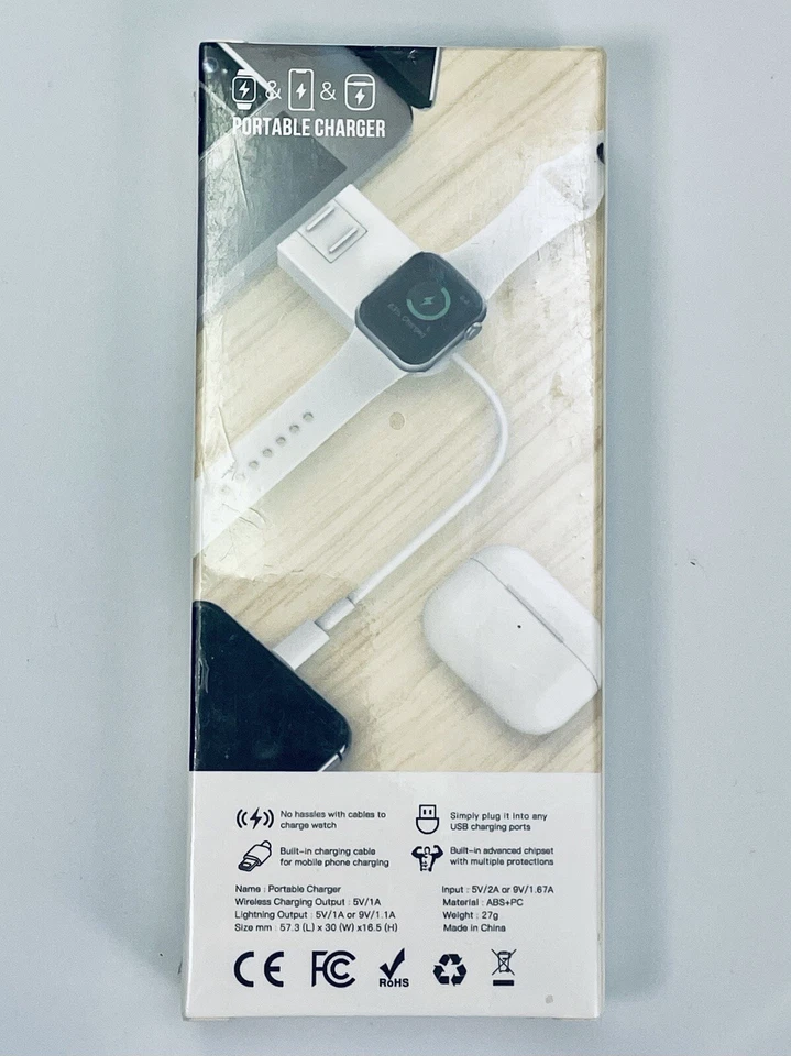 🆕 2 in 1 Portable Magnetic Charger For Apple Watch Series 1 2 3 4 iPhone USB - Image 2 of 4