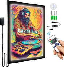 LED Poster Frame 16" 24" with Remote and Manual Control, Adjustable Brightness,