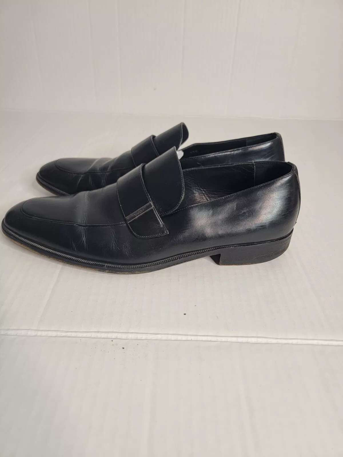 Gucci mocassin habillé chaussures homme pointure 10,5D cuir noir mocassin à enfiler 110 1590