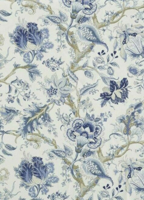THE DESIGN ARCHIVES GARDINENSTOFF ''Lebensbaum'' 4 METER HIMMEL 100% LEINEN