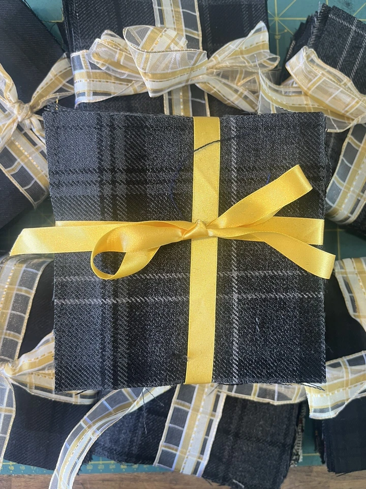 Tartan Quilting Wool Squares X 50 Pieces. Mix Grey/ Black 6 InchBy 6 Inch - Image 2 of 3