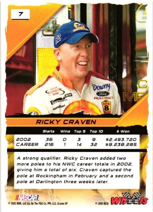 Ricky Craven 2003 Wheels High Gear/7 - Image 2 of 2