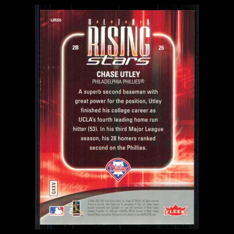Chase Utley #URS5 2006 Fleer Ultra Philadelphia Phillies Baseball Card MLB NM - Image 2 of 3