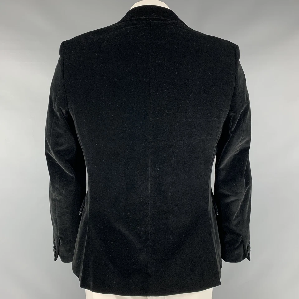 TED BAKER Talla 42 Terciopelo Negro Algodón Muesca Solapa Abrigo Deportivo - Imagen 3 de 4