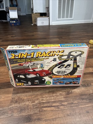 Vintage Tyco 2-in-1 Racing Slot Car Race Track Set NEW Bonus Drag Strip  Cars!