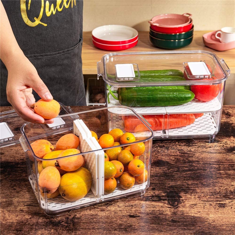 Fridge Produce Saver Storage Vegetable Fruit Containers Food Produce Saver Co...