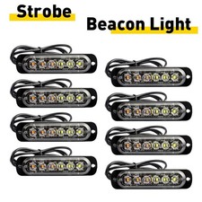 8x 6 Led Strobe Light Bar Car Truck Flashing Warning Hazard Beacon Amber White