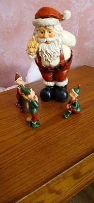 11 1/2  Inch Tall Santa With Elves