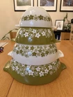 PYREX NESTING SPRING BLOSSOM CRAZY DAISY SET 441-444 CINDERELLA MIXING BOWLS