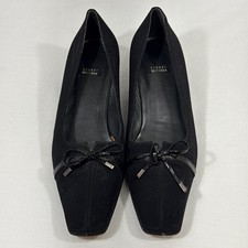 Stuart Weitzman-Womens Black Suede Kitten Heel Pumps-Sz. 8.5 B-Made in Spain