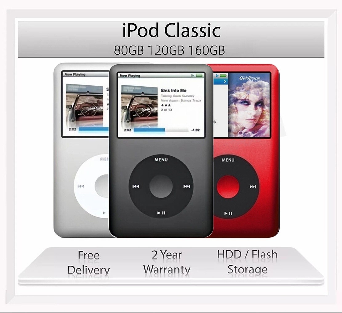 New Apple iPod Classic 7th Gen 160GB 256GB 512GB1TB -MP3 Player