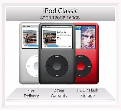 New Apple iPod Classic 5th 7th Gen 160GB 256GB 512GB1TB -MP3 Player Perfect Gift - Image 1 of 4